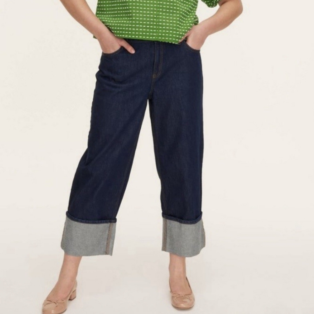 New Kate Spade X Target High-Rise Straight Leg Wide Cuff Denim Jeans Size 0
